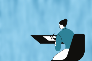 Woman taking exam